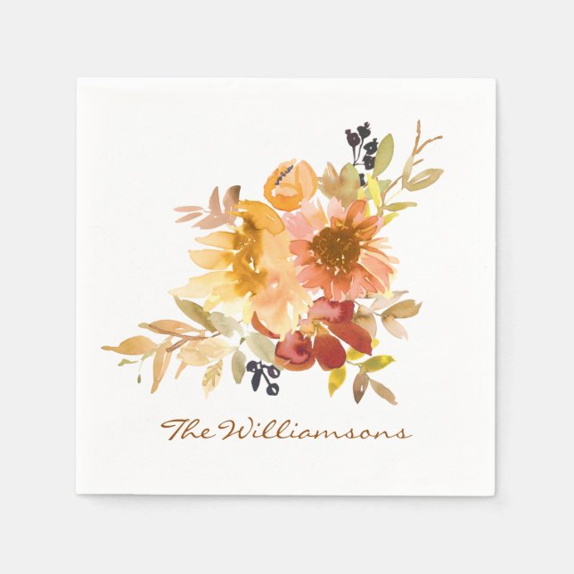Stilvolle Herbst Wasserfarben Personalisiert Serviette (Vorderseite)