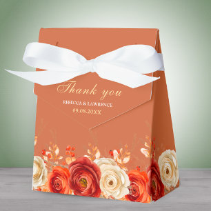 Stilvolle Herbstterracotta-orange Blume Hochzeit Geschenkschachtel