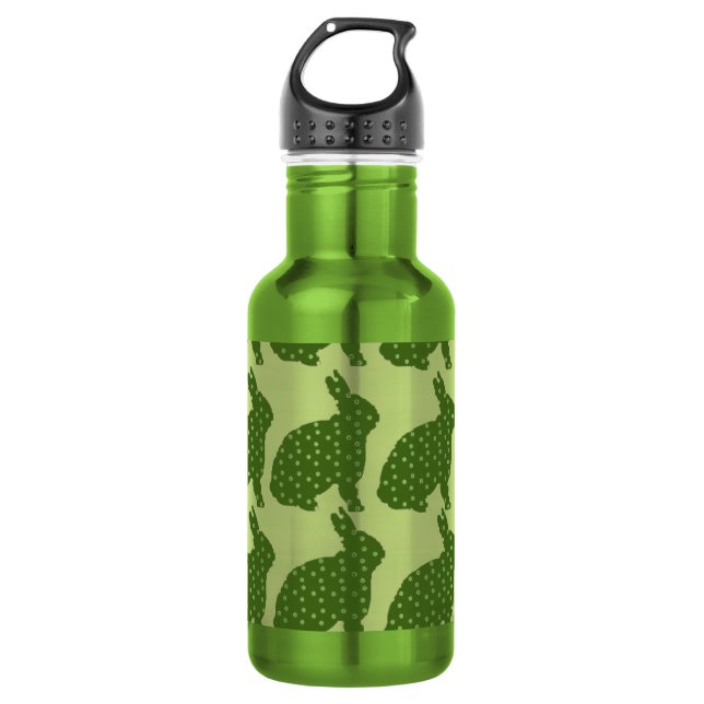 Stilvolle Hipster grüne coole bunnies Edelstahlflasche (Vorderseite)