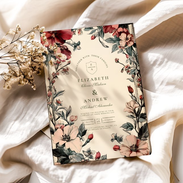 Stilvolle Hochzeit im floralen Jugendstil Einladung (Von Creator hochgeladen)