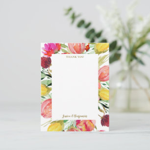 Stilvolle Hochzeit im Watercolor Garden Dankeskarte