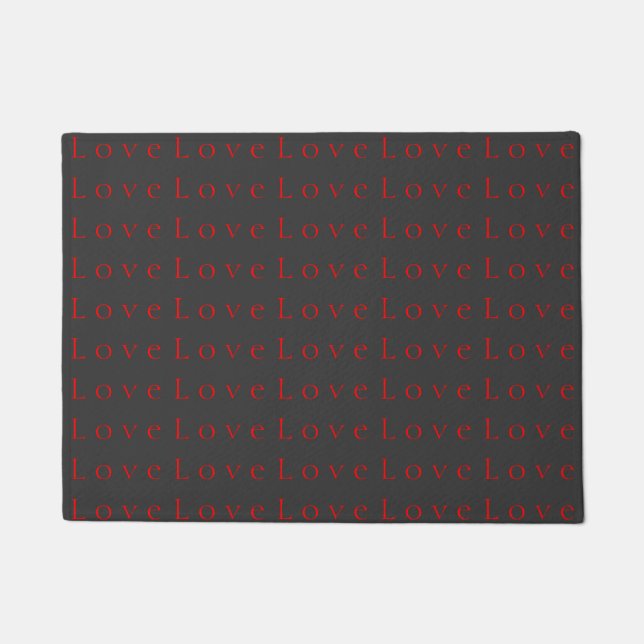 Stilvolle Hochzeit in Grau Rot Liebe Fußmatte (Vorderseite)