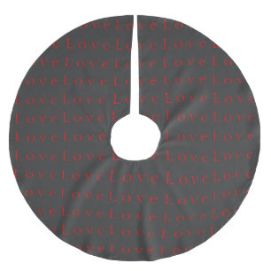 Stilvolle Hochzeit in Grau Rot Liebe Polyester Weihnachtsbaumdecke