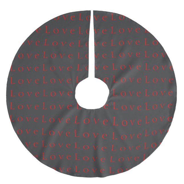 Stilvolle Hochzeit in Grau Rot Liebe Polyester Weihnachtsbaumdecke (Vorderseite)