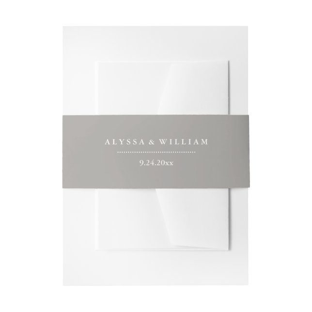 Stilvolle Hochzeit in Grau und Weiß Einladungsbanderole (Vorderseite Beispiel)