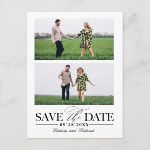 Stilvolle Hochzeit Save The Date 2 Foto Collage Postkarte