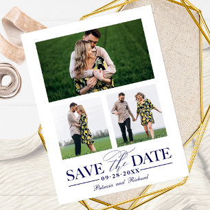 Stilvolle Hochzeit - Sichert das Datum - 3-Foto-Co Postkarte