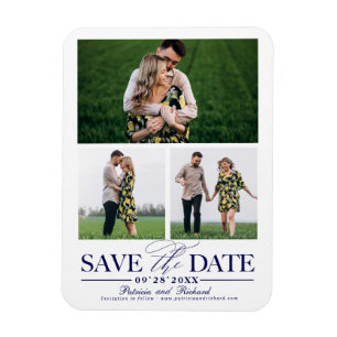 Stilvolle Hochzeit speichern Sie das Datum 3 Foto Magnet