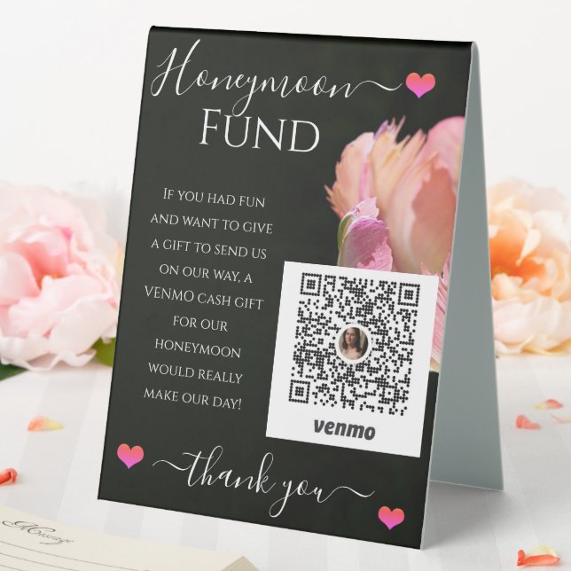 Stilvolle Hochzeitsempfehlung Venmo Honeymoon Fund Tischaufsteller (In Situ (Hochzeit))