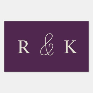 Stilvolle Hochzeitspaare mit Monogramm Rechteckiger Aufkleber