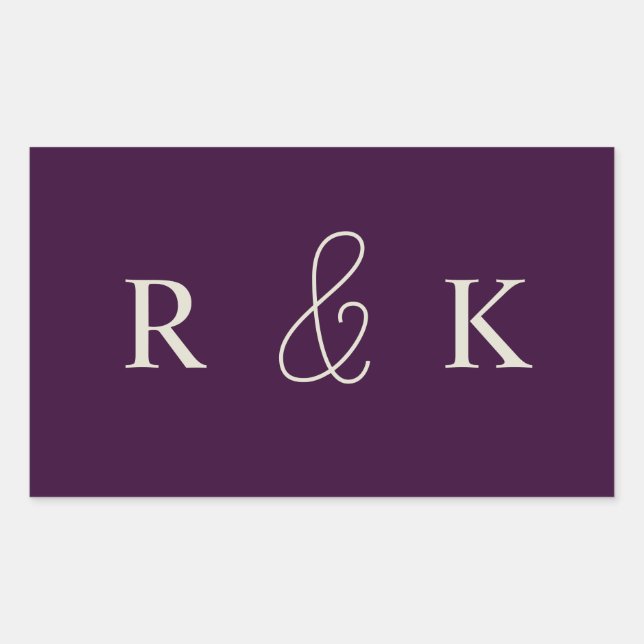 Stilvolle Hochzeitspaare mit Monogramm Rechteckiger Aufkleber (Vorderseite)