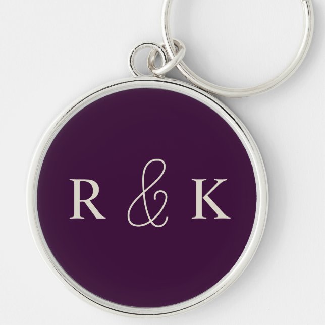 Stilvolle Hochzeitspaare mit Monogramm Schlüsselanhänger (Vorne)