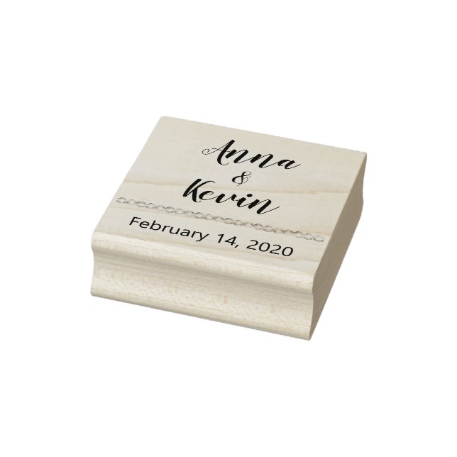 Stilvolle Hochzeitstermin Braut und Bräutigam Name Gummistempel (Stempel)