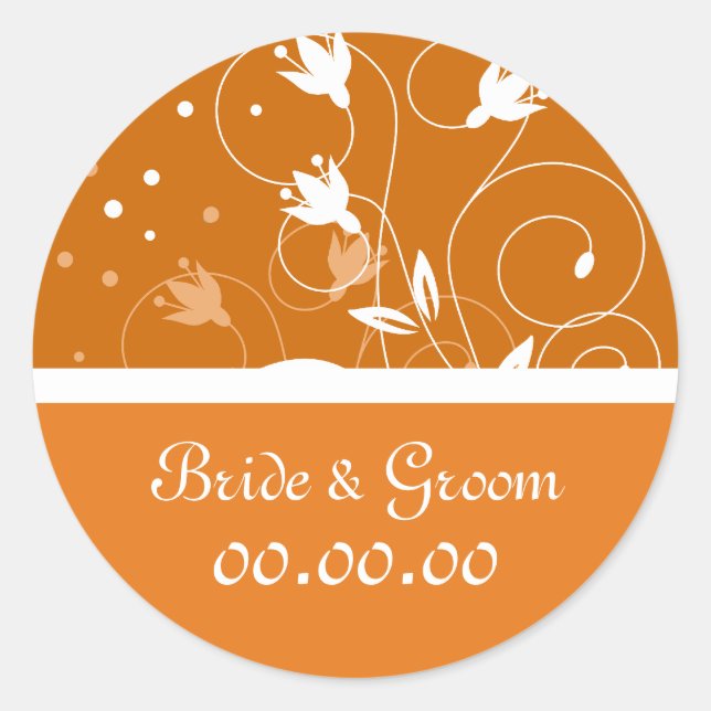 Stilvolle Hochzeitsticker Runder Aufkleber (Vorderseite)