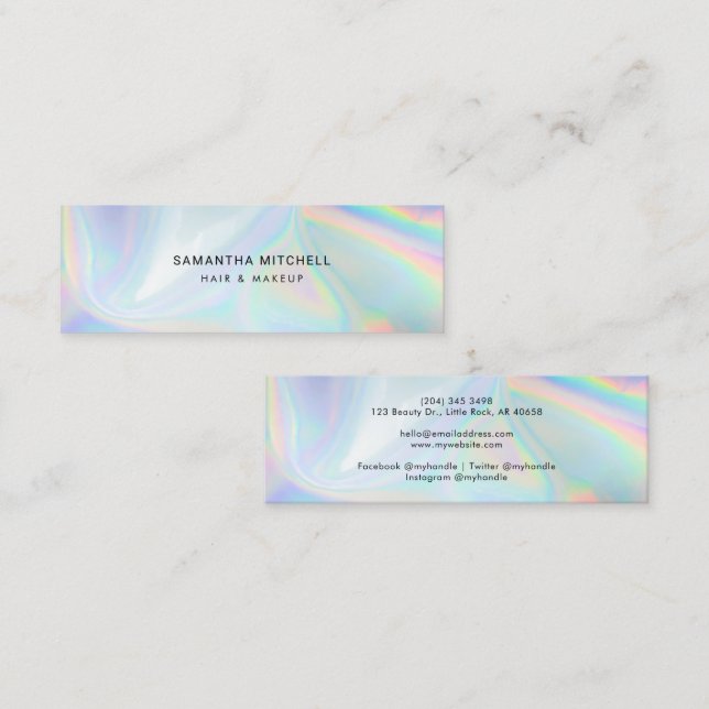 Stilvolle holografische Beautician and Makeup Mini Visitenkarte (Vorne/Hinten)