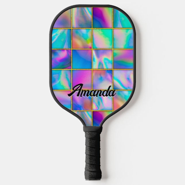 Stilvolle holografische trendige Imitate goldene g Pickleball Schläger (Vorderseite)