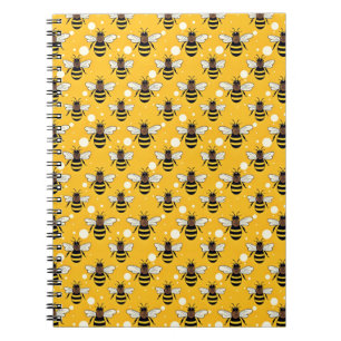 Stilvolle Honeybees Muster Gelb Notizblock