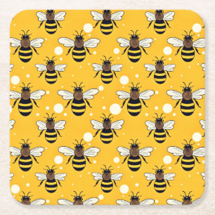 Stilvolle Honeybees Muster Gelb Rechteckiger Pappuntersetzer