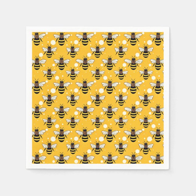 Stilvolle Honeybees Muster Gelb Serviette (Vorderseite)