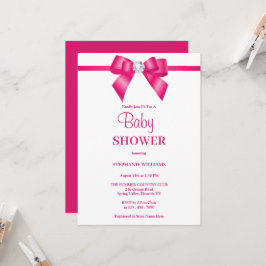 Stilvolle Hot Pink Jewel Bow Baby Dusche Einladung