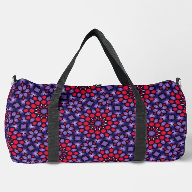 Stilvolle Hot Pink & Lila Abstrakte Dot Art Duffle Bag (Vorderseite)