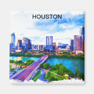 Stilvolle Houston Texas Panorama View Magnet