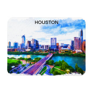 Stilvolle Houston Texas Panorama View Magnet