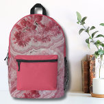Stilvolle Hübsche Agate Pink Girls Bedruckter Rucksack<br><div class="desc">Ein faszinierender rosa rhodochroter Ausdruck, der die zarte Schönheit dieses atemberaubenden Minerals zum Leben erweckt. Mit einer nah-up-Perspektive zeigt dies die komplizierten Details und faszinierenden Muster des rhodochroten Steines. Die sanften rosa Farbtöne schaffen ein beruhigendes und bezauberndes visuelles Erlebnis, das ein Gefühl der Gelassenheit und Gnade weckt. Trendy Stylish Modern...</div>