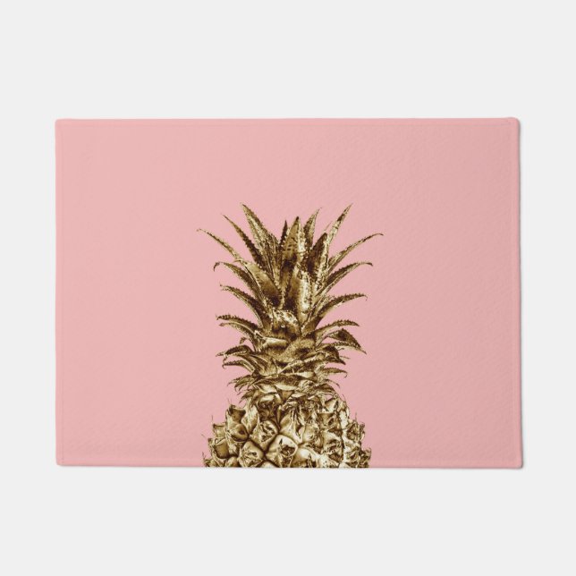 Stilvolle hübsche Ananas aus Gürtelgold und Pastel Fußmatte (Vorderseite)