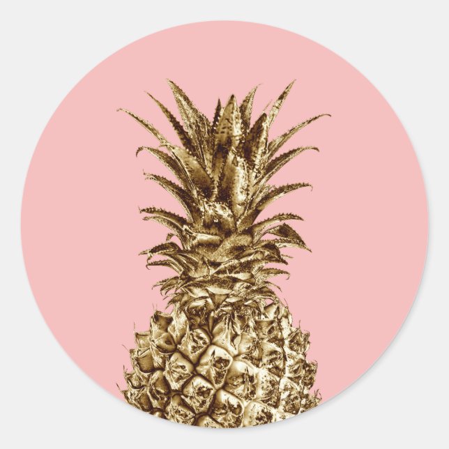 Stilvolle hübsche Ananas aus Gürtelgold und Pastel Runder Aufkleber (Vorderseite)