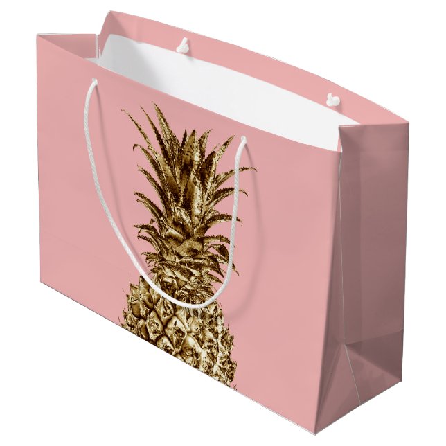 Stilvolle hübsche Ananas Große Geschenktüte (Rückseite Schrägansicht)