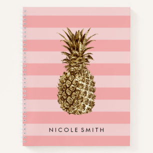 Stilvolle hübsche Ananas mit gürtelgoldenem Anan Notizbuch