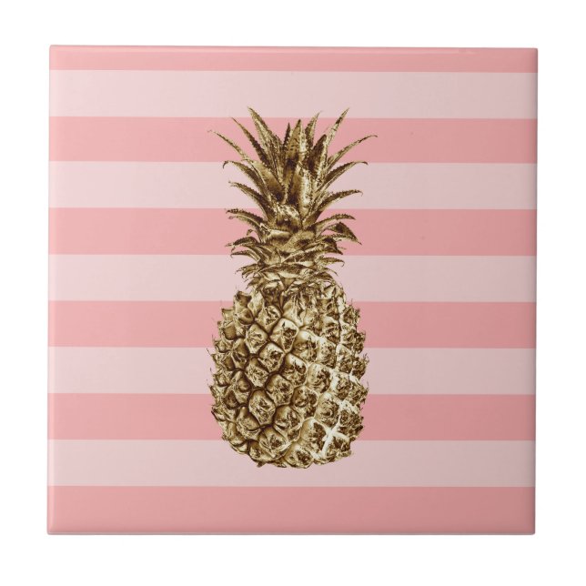 Stilvolle hübsche Ananas mit gürtelgoldenem Ananas Fliese (Vorderseite)