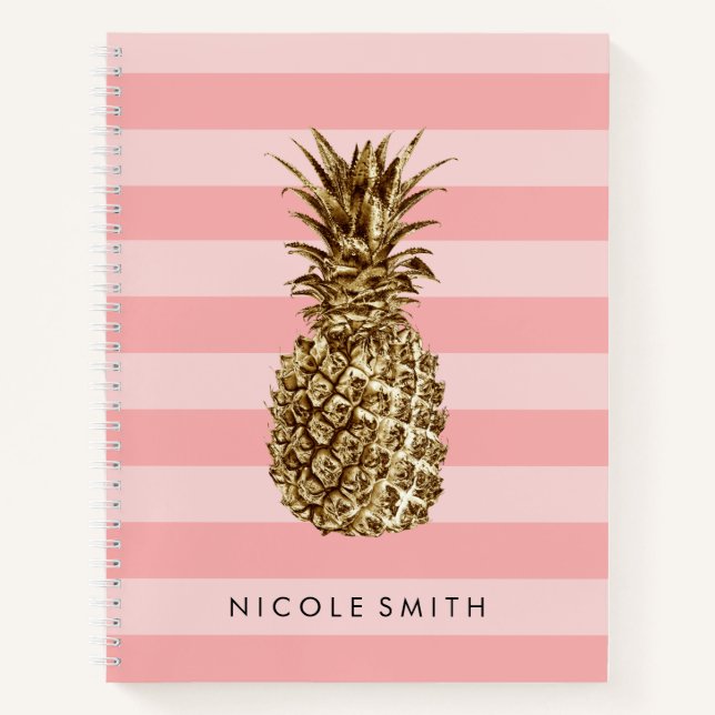 Stilvolle hübsche Ananas mit gürtelgoldenem Ananas Notizbuch (Vorderseite)