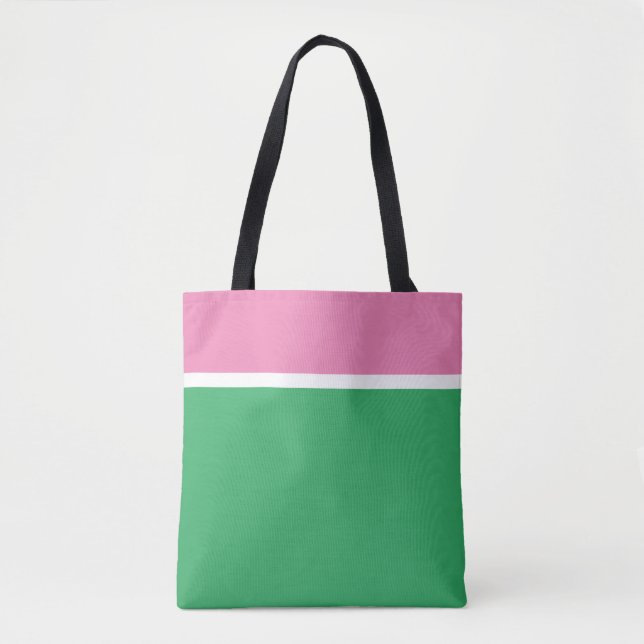 Stilvolle, Hübsche, rosa, weiße Streifen auf meerg Tasche (Vorderseite)