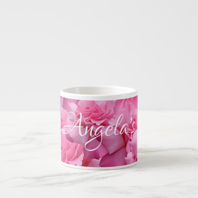 Stilvolle hübsche Rosenstraßen Name Angela Blumens Espressotasse (Vorderseite)
