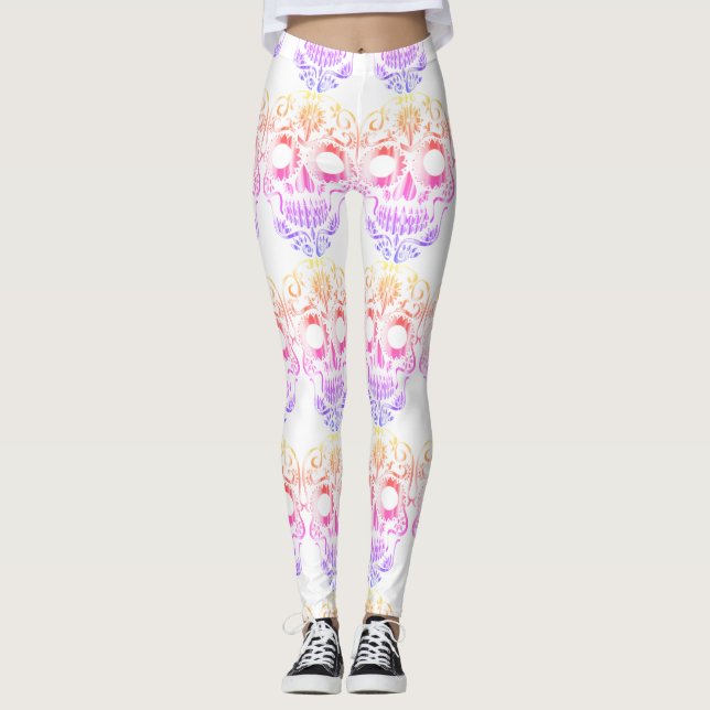 Stilvolle hübsche Schädelknochen Leggings (Vorderseite)