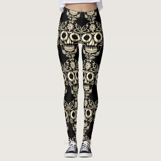 Stilvolle hübsche Schädelknochen Leggings (Vorderseite)