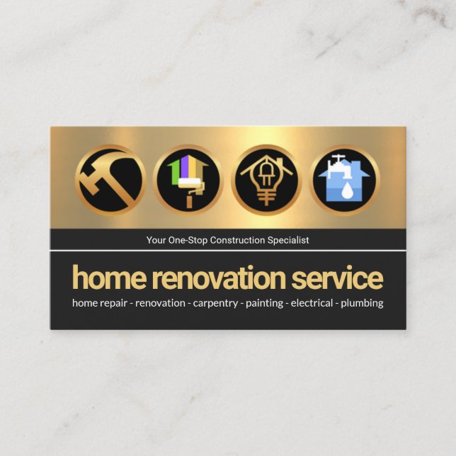 Stilvolle Icons für die Gold Layer Creative Constr Visitenkarte (Vorderseite)