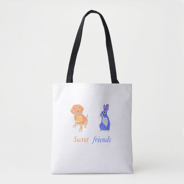 Stilvolle Illustrierte Hunde- und Kaninchen-Totbeu Tasche (Vorderseite)