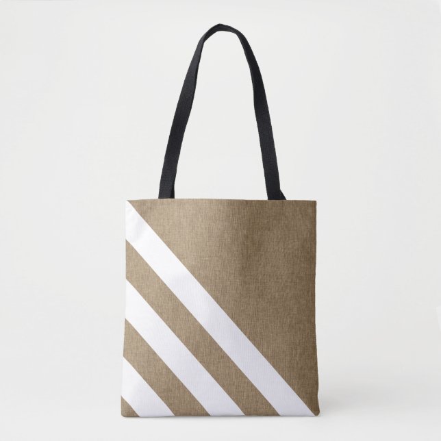 Stilvolle Imitat-Leinwand-Weiß-Streifen Tasche (Vorderseite)