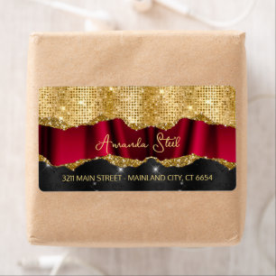 Stilvolle Imitate Glitzer Red Gold Schwarz Monogra
