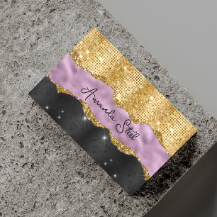 Stilvolle Imitate Glitzer Violet Gold Schwarze Mon Magnetische Visitenkarte