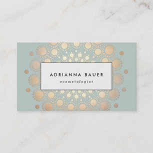 Stilvolle Imitate Gold Foil Circle Motif Sage Blue Visitenkarte