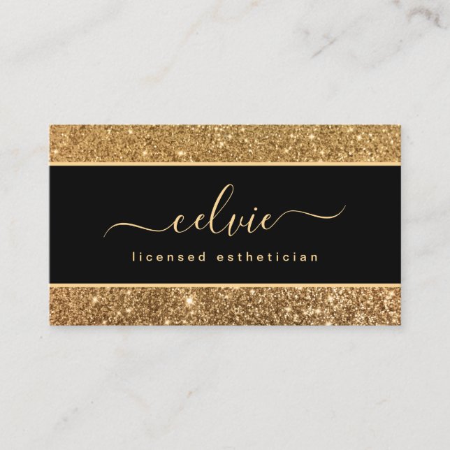 Stilvolle Imitate Gold Glitzer| Visitenkarte (Vorderseite)