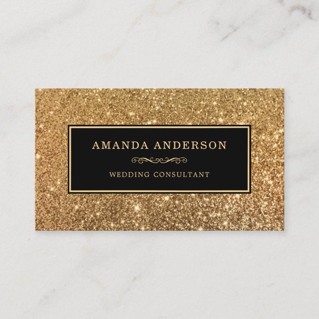 Stilvolle Imitate Gold Glitzer| Visitenkarte (Vorderseite)