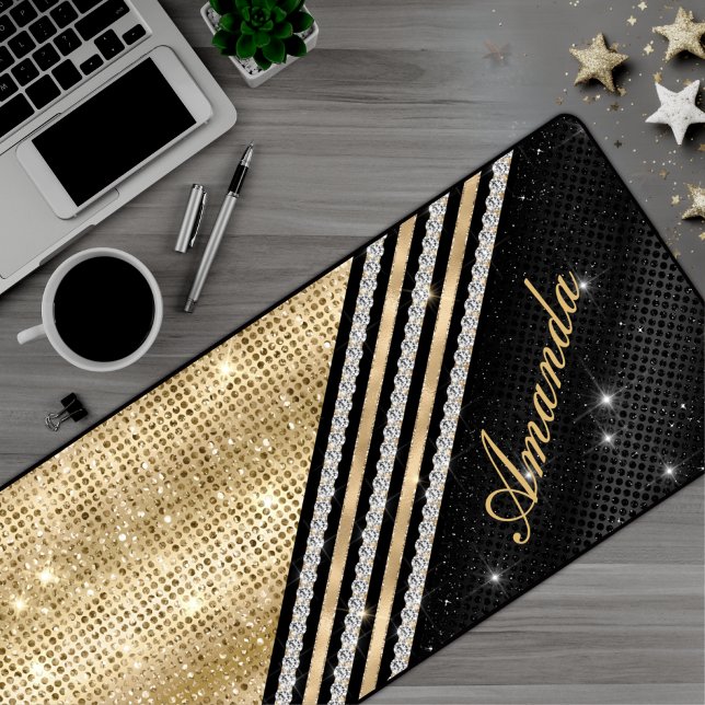 Stilvolle Imitate Kristallgolden und schwarze Imit Schreibtischunterlage (Von Creator hochgeladen)