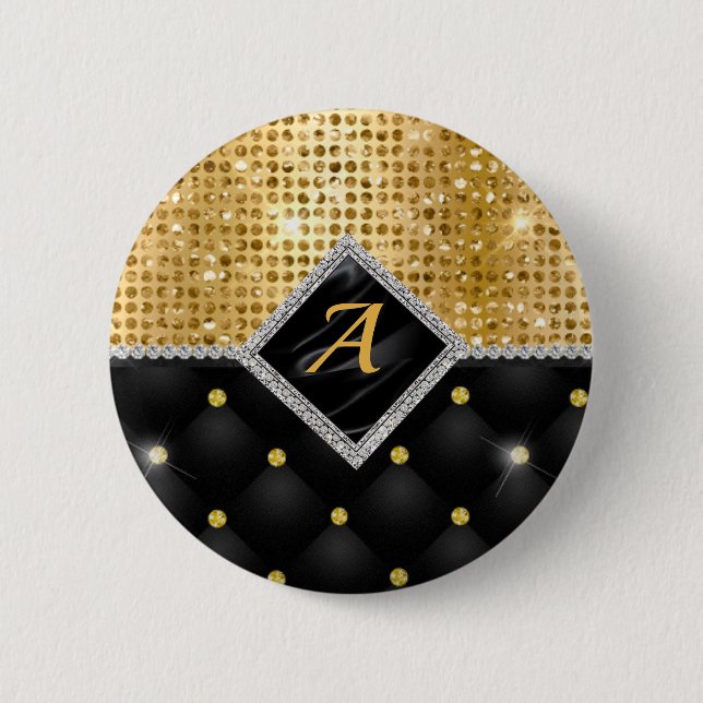 Stilvolle Imitate Kristallgoldfarben-Monogramm Button (Vorderseite)