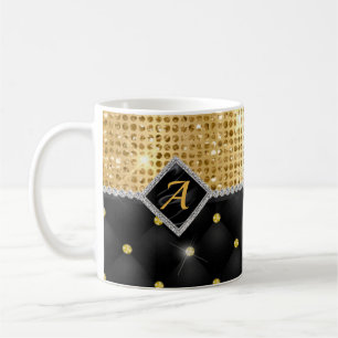 Stilvolle Imitate Kristallgoldfarben-Monogramm Kaffeetasse