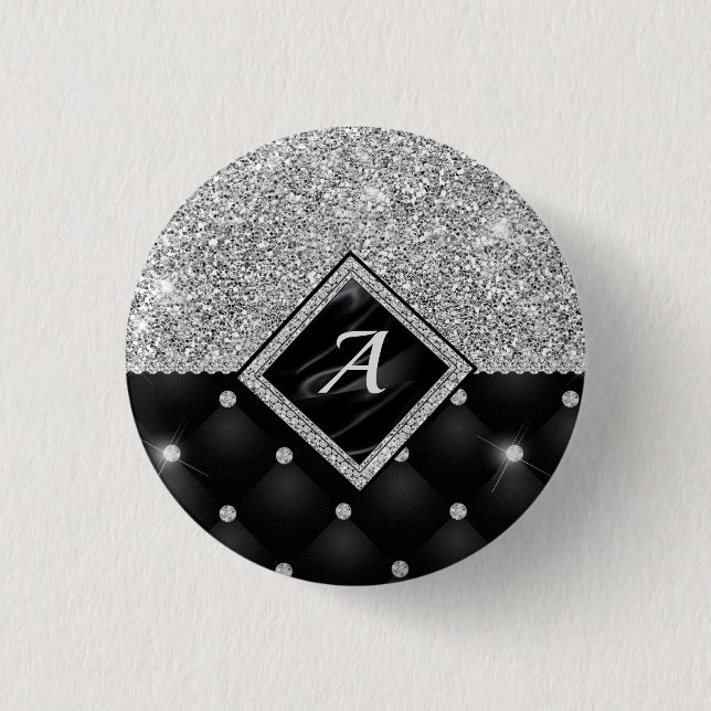 Stilvolle Imitate Kristallsilber-Monogramm Button (Vorderseite)